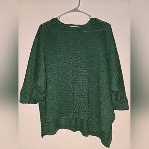 Zenana Waffle Knit Oversized Green Sweater Small/Medium